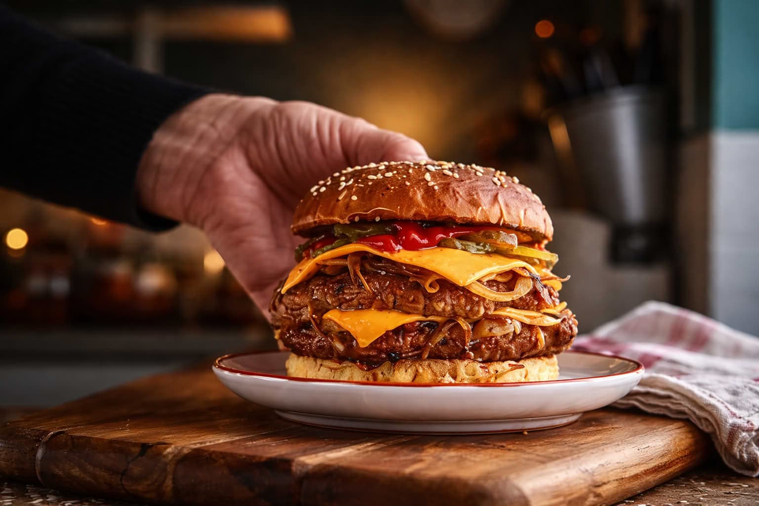 Smash burger s ljutim umakom i karameliziranom kapulom